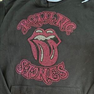 Black Hoodie with pink, black and White Rolling Stones graphic. Rhinesto…